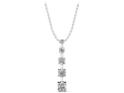 Round Lab-Grown Diamond Graduated Vertical Bar Pendant Necklace | Prong Baskets | Sterling Silver
