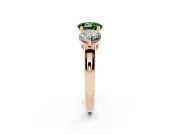 Round Three Stone Engagement Ring Setting for a Fancy Green Lab-Grown Diamond | Large Round Side Stones | Rose Gold