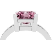 Fancy Pink Asscher Cut Diamond Solitaire Ring Set in White gold with Prong Head and Smooth Polished Band