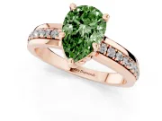 Pear-Shaped Channel Set Engagement Ring Setting for a Fancy Green Lab-Grown Diamond | Rope Collar | Rose Gold
