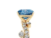 Radiant Cut Twisted Pavé Engagement Ring Setting for a Fancy Blue Lab-Grown Diamond | Bar Stations | Yellow Gold
