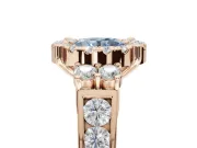 Round Halo Engagement Ring Setting for a Fancy Blue Lab-Grown Diamond | Side Clusters | Rose Gold