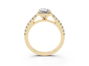 Radiant Cut Halo Pavé Engagement Ring Setting | Single Row Shoulders | Yellow Gold
