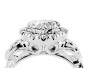 Heart-Shaped Vintage Filigree Halo Engagement Ring Setting | Scroll Shoulders | Platinum