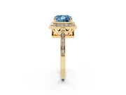 Princess Cut Halo Engagement Ring Setting for a Fancy Blue Lab-Grown Diamond | Polished Halo Rim | Yellow Gold