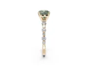 Cushion Cut Pavé Engagement Ring Setting for a Fancy Green Lab-Grown Diamond | Alternating Accents | Yellow Gold