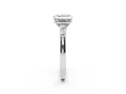 Asscher Cut Diamond Solitaire Ring Set in Platinum with Tapered Baguette Side Stones and Prong Setting
