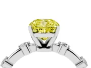 Cushion Cut Bar Set Engagement Ring Setting for a Fancy Yellow Lab-Grown Diamond | Sterling Silver