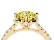 Round Floral Engagement Ring Setting for a Fancy Yellow Lab-Grown Diamond | Pavé Band | Yellow Gold
