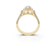 Marquise Cut Diamond Halo Ring Set in Yellow gold with Pavé-Lined Split Shank Band
