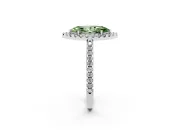 Marquise Pave Halo Engagement Ring Setting for a Fancy Green Lab-Grown Diamond | Pave Band | Platinum