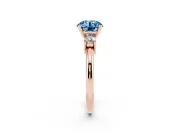 Round Three Stone Engagement Ring Setting for a Fancy Blue Lab-Grown Diamond | Round Side Stones | Rose Gold