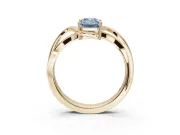 Emerald Cut Bypass Solitaire Engagement Ring Setting for a Fancy Blue Lab-Grown Diamond | Pavé Strands | Yellow Gold