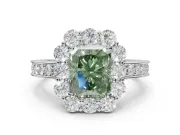 Radiant Cut Vintage Halo Engagement Ring Setting for a Fancy Green Lab-Grown Diamond | Sterling Silver