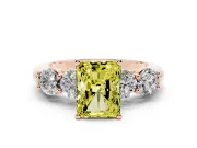 Radiant Cut Five Stone Engagement Ring Setting for a Fancy Yellow Lab-Grown Diamond | Prong Set Side Stones | Rose Gold