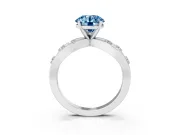 Round Loop Engagement Ring Setting for a Fancy Blue Lab-Grown Diamond | Scattered Accents | Platinum