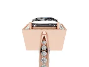 Princess Cut Milgrain Halo Engagement Ring Setting for a Black Center | Side Stones | Rose Gold