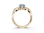 Cushion Cut Bypass Solitaire Engagement Ring Setting for a Fancy Blue Lab-Grown Diamond | Pavé Strands | Yellow Gold