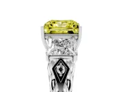 Fancy Yellow Princess Cut Diamond Three-Stone Ring Set in Silver with Braided Band