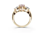 Pear-Shaped Three Stone Engagement Ring Setting for a Fancy Pink Lab-Grown Diamond | Tapered Pave Band | Yellow Gold