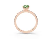 Fancy Green Pear Cut Diamond Pavé Band Solitaire Set in Rose gold with Prong Setting