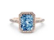 Radiant Cut Halo Engagement Ring Setting for a Fancy Blue Lab-Grown Diamond | Rose Gold - Design NV-24729