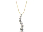 Round Lab-Grown Diamond Graduated S-Line Pendant Necklace | Shared Prongs | Yellow Gold