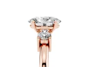 Oval Three Stone Engagement Ring Setting | Round Side Stones | Rose Gold