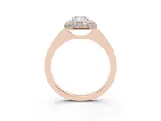 Emerald Cut Diamond Halo Engagement Ring Set in Rose gold with Solitaire Band and Prong Setting