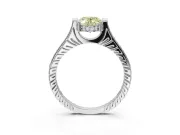 Oval Vintage Cathedral Engagement Ring Setting for a Fancy Yellow Lab-Grown Diamond | Carved Band | White Gold