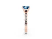 Princess Cut Pavé Solitaire Engagement Ring Setting for a Fancy Blue Lab-Grown Diamond | Rose Gold