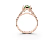 Fancy Green Marquise Cut Diamond Pavé Split Shank Solitaire Ring Set in Rose gold with Prong Setting