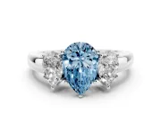 Pear-Shaped Three Stone Engagement Ring Setting for a Fancy Blue Lab-Grown Diamond | Sterling Silver - Design NV-24844