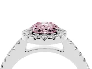 Oval Halo Engagement Ring Setting for a Fancy Pink Lab-Grown Diamond | Single Row Pavé Band | Sterling Silver
