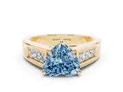 Heart-Shaped Channel-Set Engagement Ring Setting for a Fancy Blue Lab-Grown Diamond | Yellow Gold