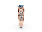 Heart-Shaped Vintage Pave Engagement Ring Setting for a Fancy Blue Lab-Grown Diamond | Milgrain Edges | Rose Gold