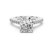 Radiant Cut Hidden Halo Pave Engagement Ring Setting | Claw Prongs | Sterling Silver
