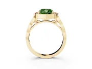 Princess Cut Scalloped Halo Engagement Ring Setting for a Fancy Green Lab-Grown Diamond | Pave Band | Yellow Gold