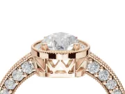 Pear-Shaped Vintage Milgrain Halo Engagement Ring Setting | Wide Pavé Band | Rose Gold
