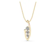 Round Lab-Grown Diamond Graduated Three-Stone Curved Frame Pendant | Open Frame | Yellow Gold