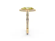 Fancy Yellow Marquise Cut Diamond Halo Pavé Split Shank Ring Set in Yellow gold with Prong Setting