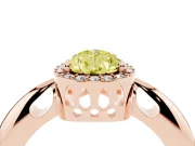 Fancy Yellow Pear Cut Diamond Halo Engagement Ring Set in Rose gold with Plain Split Shank and Prong Setting