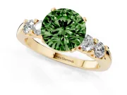 Round Five Stone Engagement Ring Setting for a Fancy Green Lab-Grown Diamond | Yellow Gold