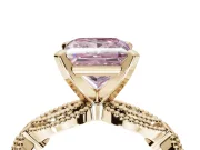 Princess Cut Vintage Engagement Ring Setting for a Fancy Pink Lab-Grown Diamond | Graduated Stations | Yellow Gold