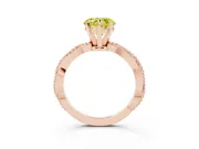 Fancy Yellow Heart Cut Diamond Solitaire Ring Set in Rose gold with Twisted Band and Bead Prong Setting