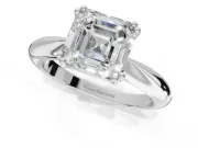 Princess Cut Tapered Solitaire Engagement Ring Setting | Double Claw Prongs | White Gold