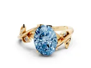 Oval Twisted Bypass Engagement Ring Setting for a Fancy Blue Lab-Grown Diamond | Yellow Gold