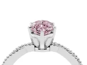 Fancy Pink Marquise Cut Diamond Solitaire Ring Set in Platinum with Twisted Band and Bead Prong Setting