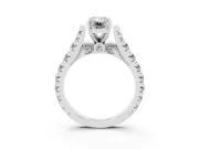 Emerald Cut Diamond Classic Solitaire Ring Set in White gold with Pavé Band and Prong Setting