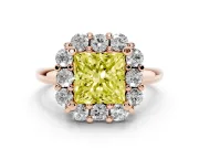 Princess Cut Cluster Halo Engagement Ring Setting for a Fancy Yellow Lab-Grown Diamond | Large Round Accents | Rose Gold